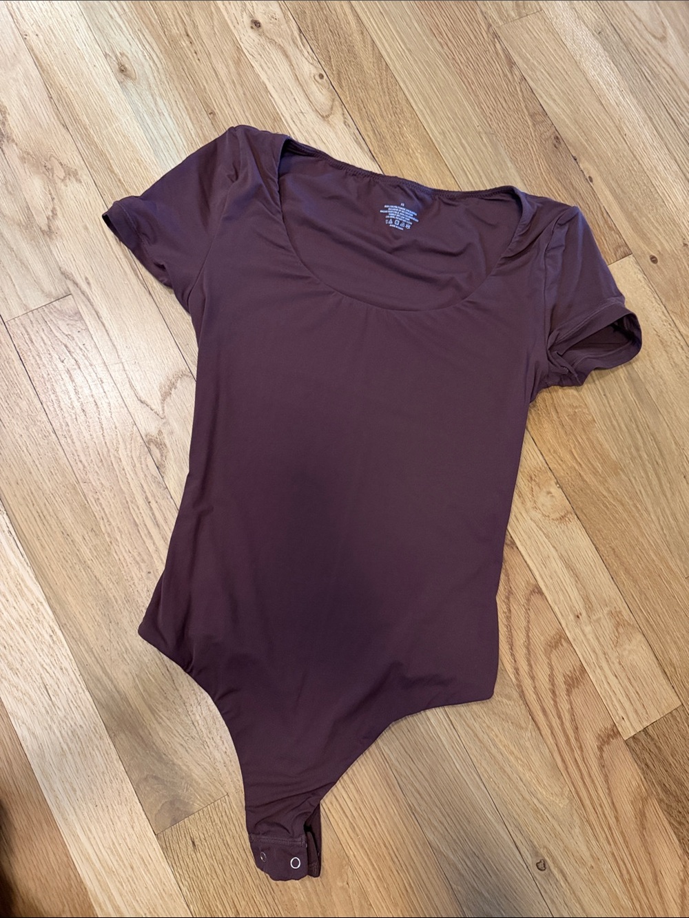 Brown Scoop Neck Short Sleeve Bodysuit